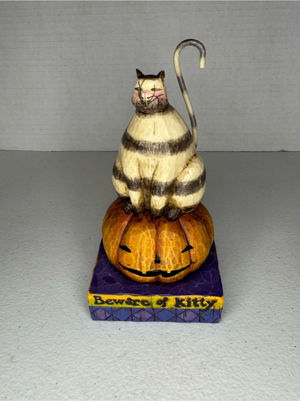 Jim Shore Heartwood Creek Beware Of Kitty Pumpkin Statue 118100 2004